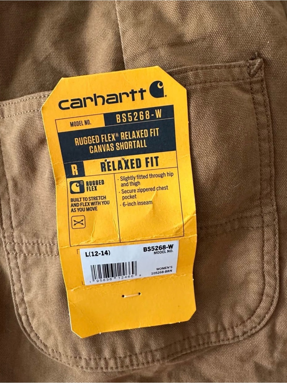 Carhartt Brown W’s Short Overalls - Picture 3 of 3